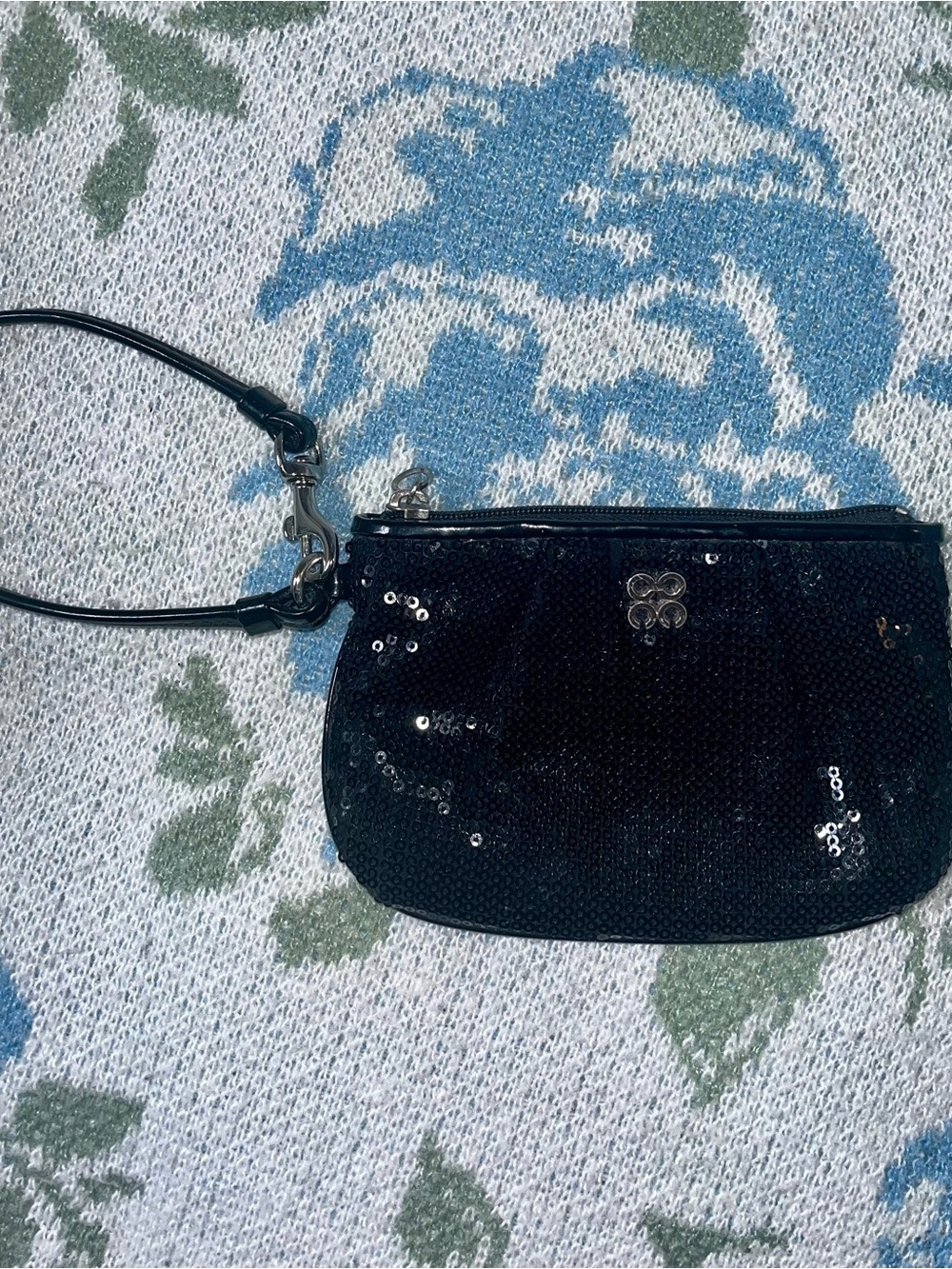 Coach Black Sequin Wristlet Clutch